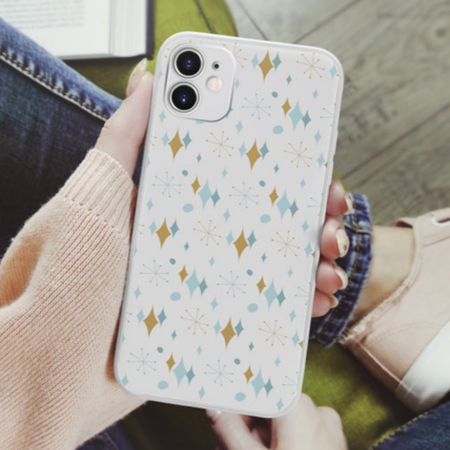 Coques Case-Mate iPhone Aqua, Starburst doré motif milieu du siècle (Créateur téléchargé)