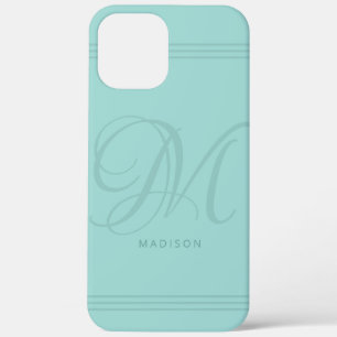 Case-Mate iPhone Case Aqua Turquoise Élégant minimaliste Monogramme et n