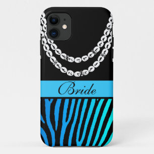 Case-Mate iPhone Case Aqua turquoise zèbre rayures mariées perles iphone