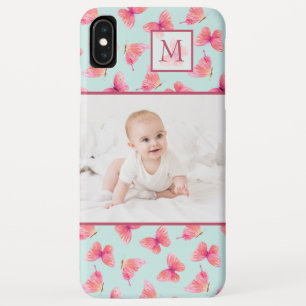 Case-Mate iPhone Case Aqua Watercolor Butterfly Monogram Photo