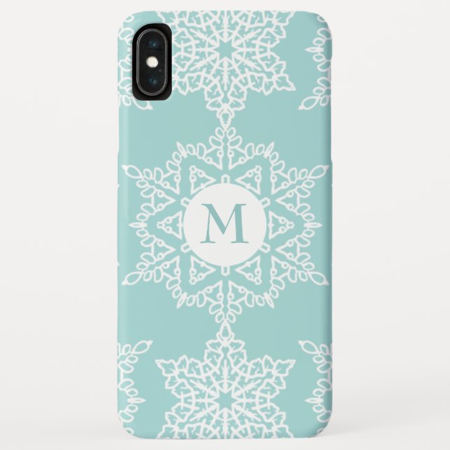 Coques Case-Mate iPhone Aqua White Snowflakes Noël (Dos)