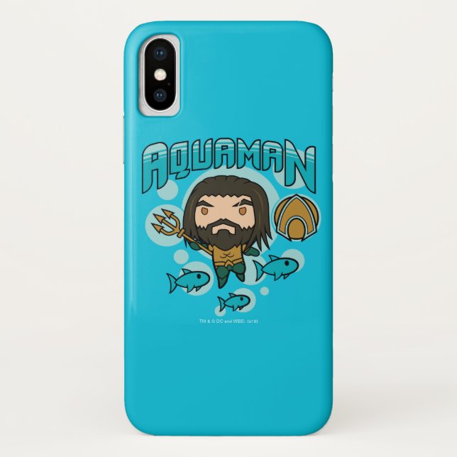Coques Case-Mate iPhone Aquaman | Chibi Aquaman Graphisme sous-marin (Dos)