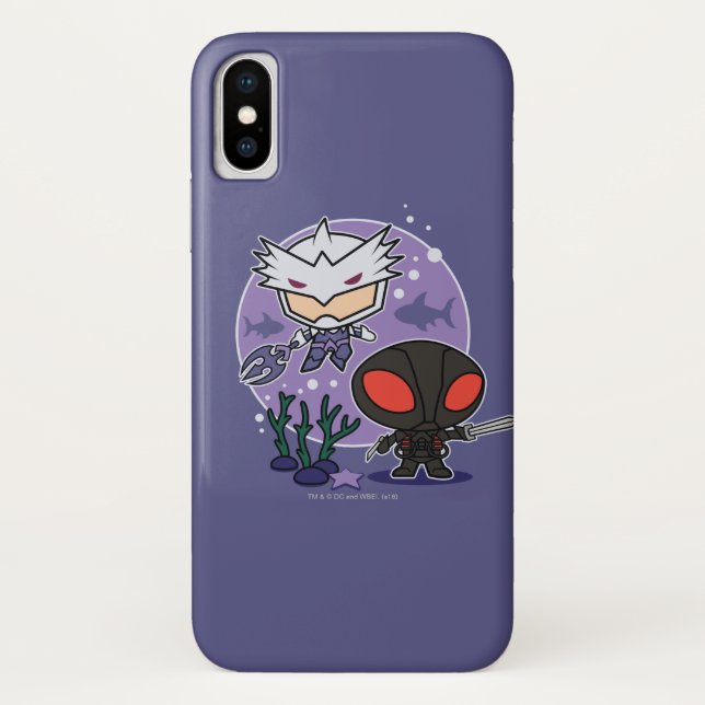 Coques Case-Mate iPhone Aquaman | Chibi Orm & Black Manta Graphisme sous-m (Dos)