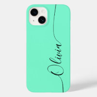 Aquamarine Black Elegant Calligraphie Nom du scrip