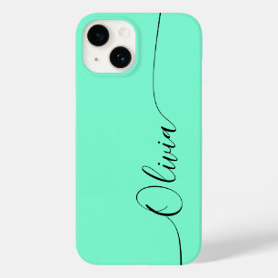 Coque Case-Mate iPhone Aquamarine Black Elegant Calligraphie Nom du scrip