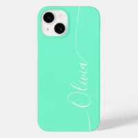 Aquamarine Blanc Élégant Calligraphie Nom du scrip