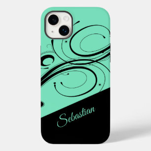 Coque Case-Mate iPhone Aquamarine et accent de défilement noir personnel