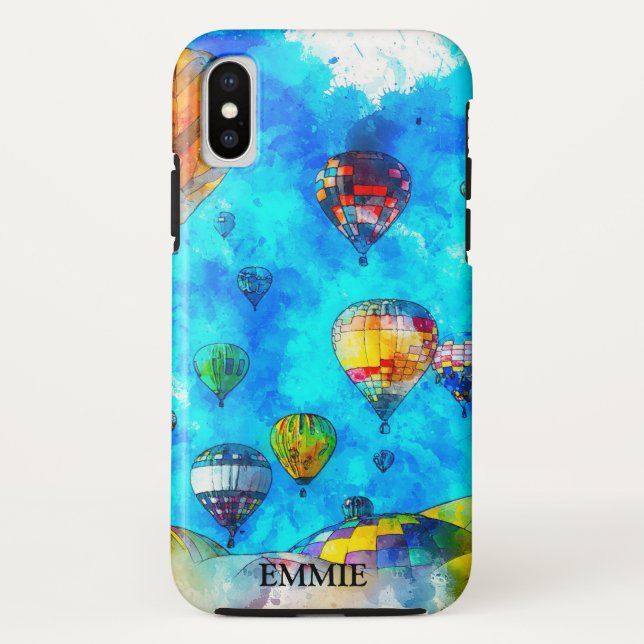 Coques Case-Mate iPhone Aquarelle à air chaud personnalisée (Dos)