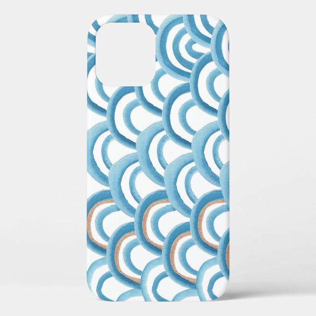 Coques Case-Mate iPhone Aquarelle à vague bleue, peinture transparente. (Verso)