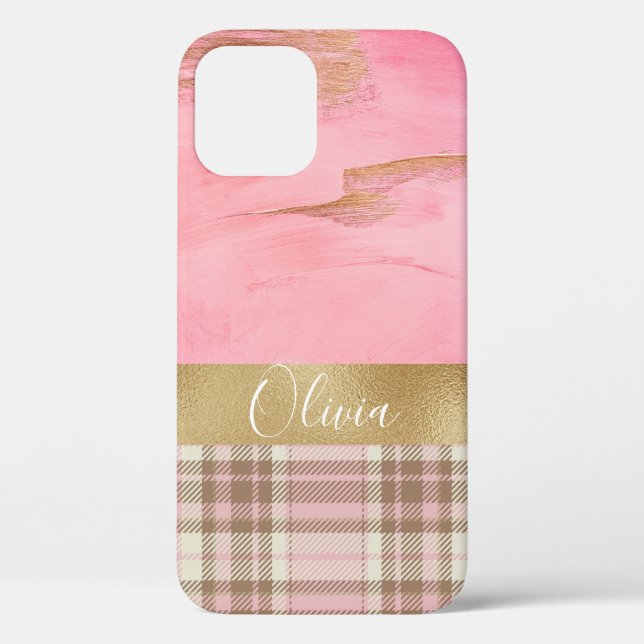 Coques Case-Mate iPhone Aquarelle Abstraite dorée rose (Verso)