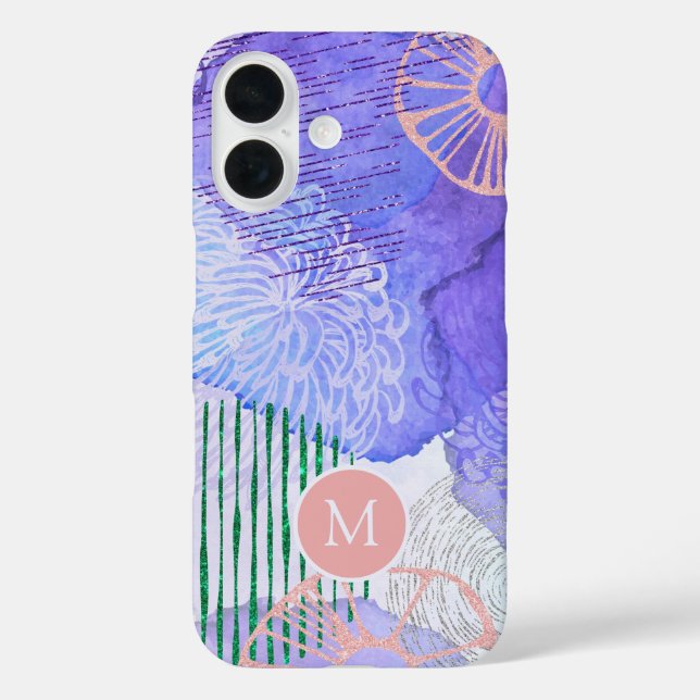 Coques Case-Mate iPhone Aquarelle Abstraite Flora Art Monogramme (Verso)