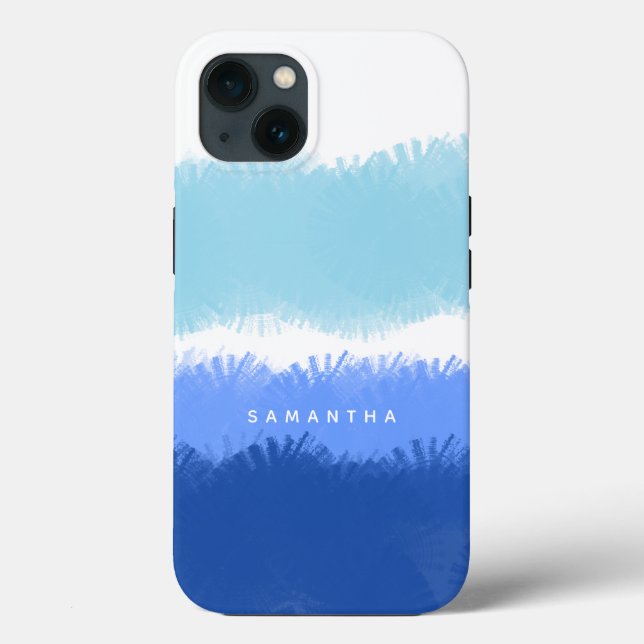 Coques Case-Mate iPhone Aquarelle Abstraite moderne tons bleus (Verso)