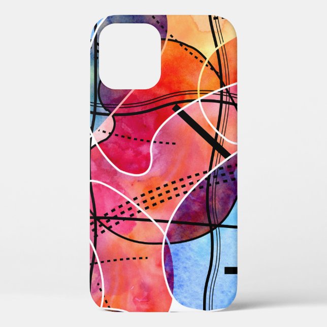 Coques Case-Mate iPhone Aquarelle Abstraite Motif noir blanc (Verso)