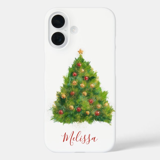 Coques Case-Mate iPhone Aquarelle Arbre de Noël Nom du festin (Verso)
