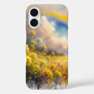 Coque Pour iPhone 16 Aquarelle arc-en-ciel sur la prairie Fleur sauvage