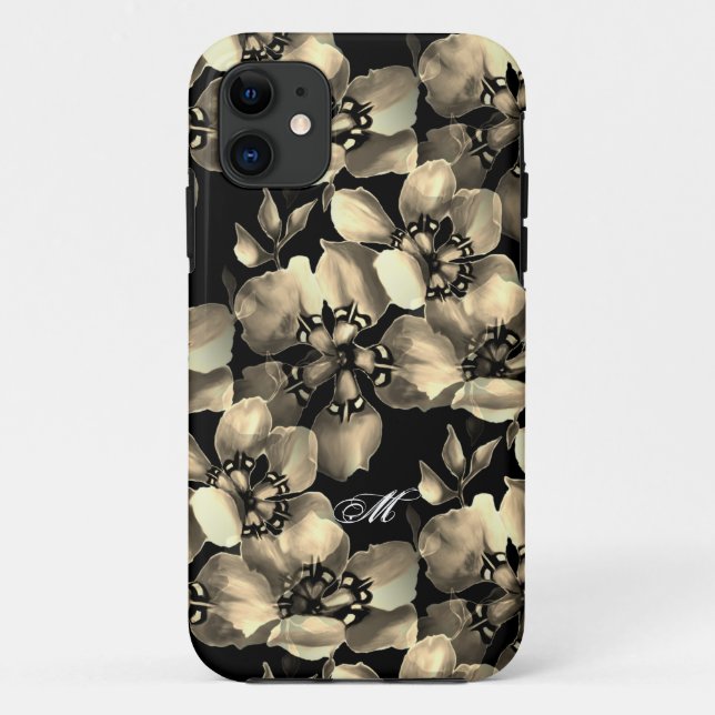 Coques Case-Mate iPhone Aquarelle artistique chic Motif floral Monogramme (Dos)