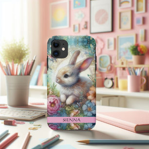 Case-Mate iPhone Case Aquarelle artistique Lapin et Fleurs Imaginaire