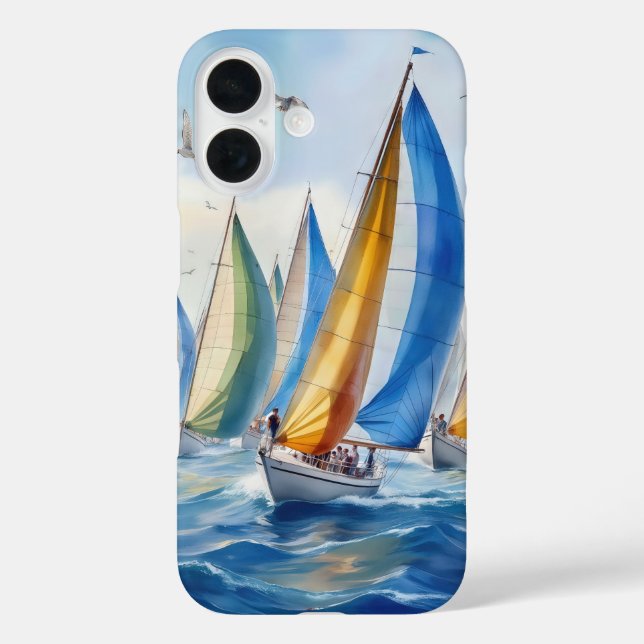 Coques Case-Mate iPhone Aquarelle Artwork Voilier Regatta (Verso)