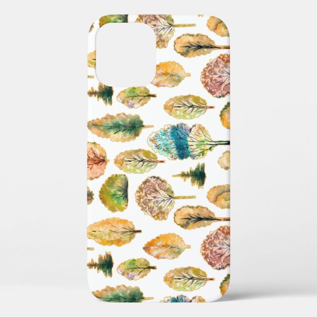 Coques Case-Mate iPhone Aquarelle automne arbres, motif sans soudure. (Verso)