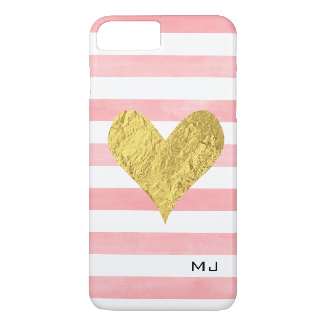 Coques Case-Mate iPhone Aquarelle avec le coeur de feuille d'or (Dos)