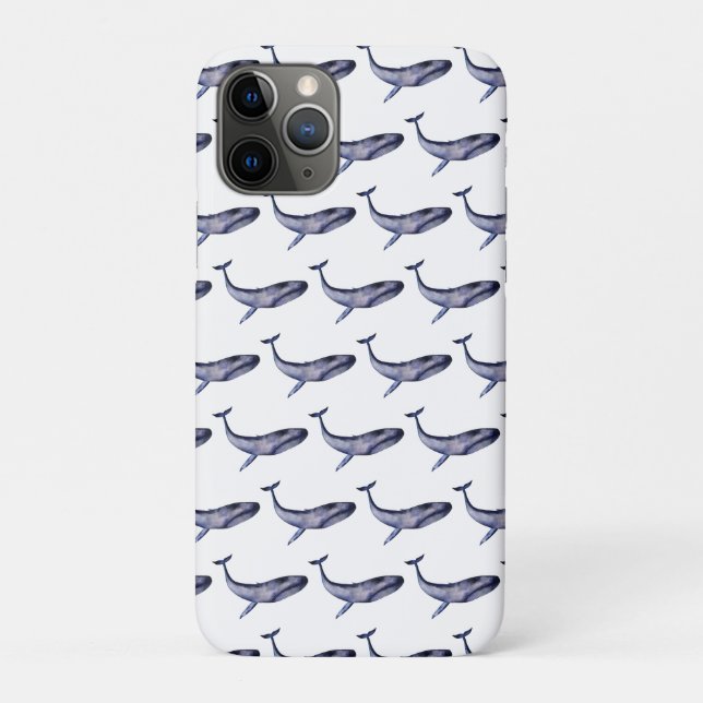 Coques Case-Mate iPhone Aquarelle Baleine bleue (Dos)