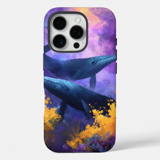 Coques Case-Mate iPhone Aquarelle Baleines Jardin Océan Abstrait (Verso)