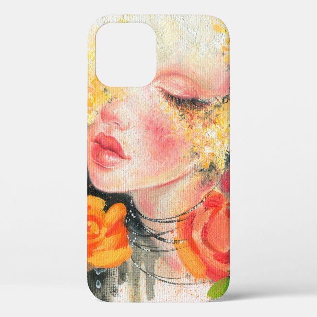 Coques Case-Mate iPhone Aquarelle belle femme et fleurs (Verso)