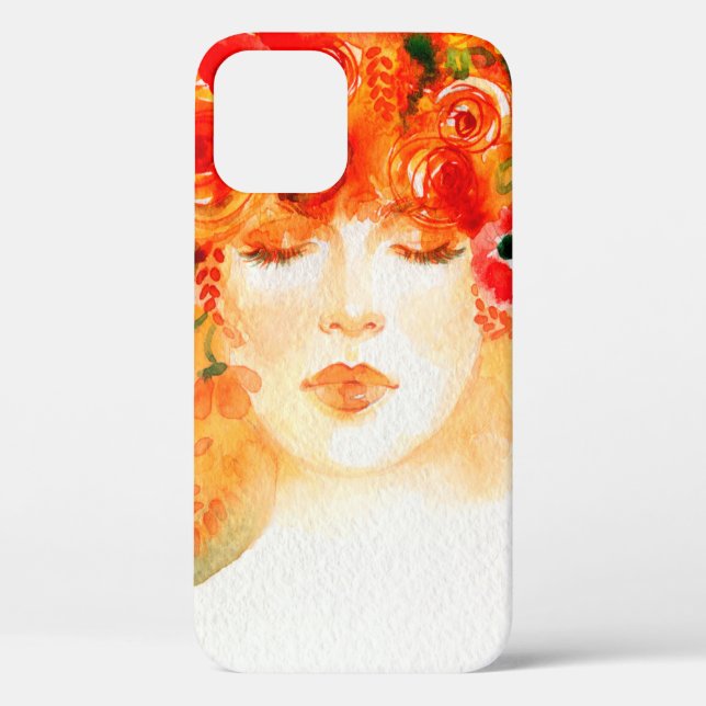 Coques Case-Mate iPhone Aquarelle belle femme portant la couronne (Verso)