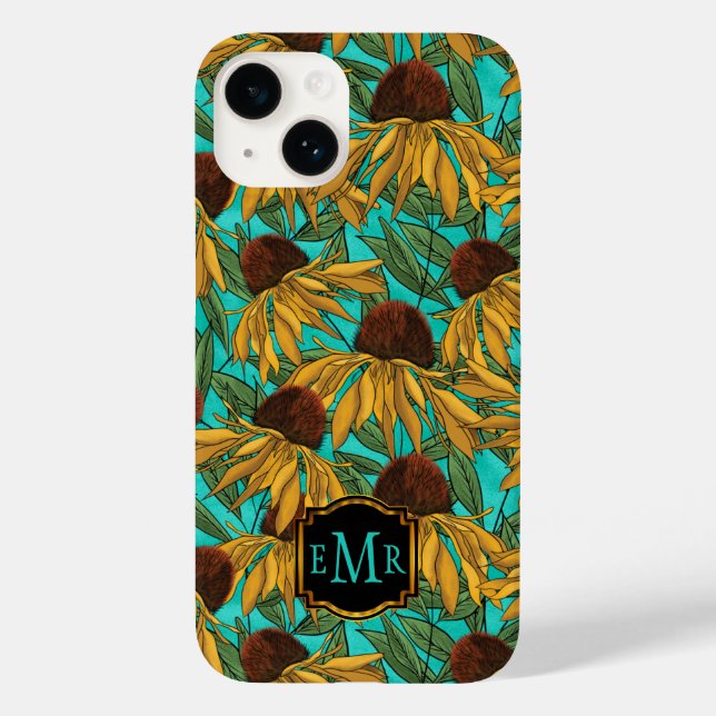 Coques Case-Mate iPhone Aquarelle Black Eyed Susans Floral Monogramme (Verso)