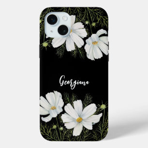Coque Case-Mate iPhone Aquarelle Blanc Cosmos Fleurs Peinture Botanique