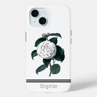 Coque Case-Mate iPhone Aquarelle blanche Camillia personnalisée