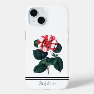 Coque Case-Mate iPhone Aquarelle blanche et rouge Camillia personnalisée