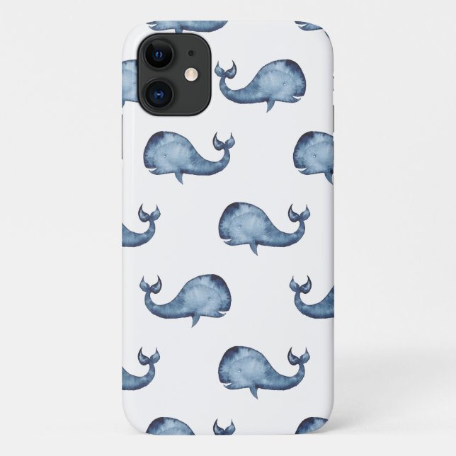 Coques Case-Mate iPhone Aquarelle bleu baleine mignonne. Les animaux marin (Dos)