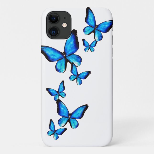 Coques Case-Mate iPhone Aquarelle bleu papillon (Dos)