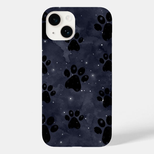 Coques Case-Mate iPhone Aquarelle bleu Paw Stars Lune (Verso)