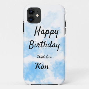Case-Mate iPhone Case Aquarelle bleue simple anniversaire ajoutez votre