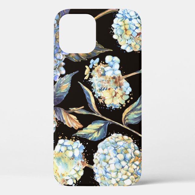 Coques Case-Mate iPhone Aquarelle Blue Hydrangea : Motif foncé sans couleu (Verso)