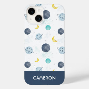 Coque Case-Mate iPhone Aquarelle Blue Space Planet Motif