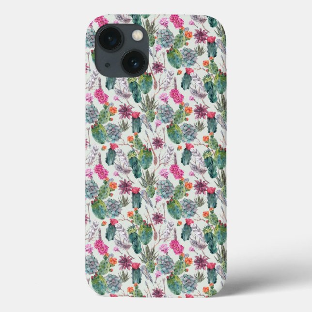 Coques Case-Mate iPhone Aquarelle Boho exotique Cactus et Motif succulent (Verso)