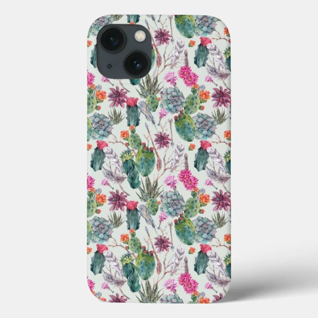 Coques Case-Mate iPhone Aquarelle Boho exotique Cactus et Motif succulent (Verso)