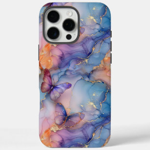 Coque iPhone 16 Pro Max Aquarelle Boho Marble Butterfly iPhone