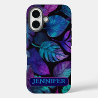 Aquarelle Botanique bleu Pink Leaf