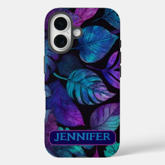 Coque Pour iPhone 16 Aquarelle Botanique bleu Pink Leaf
