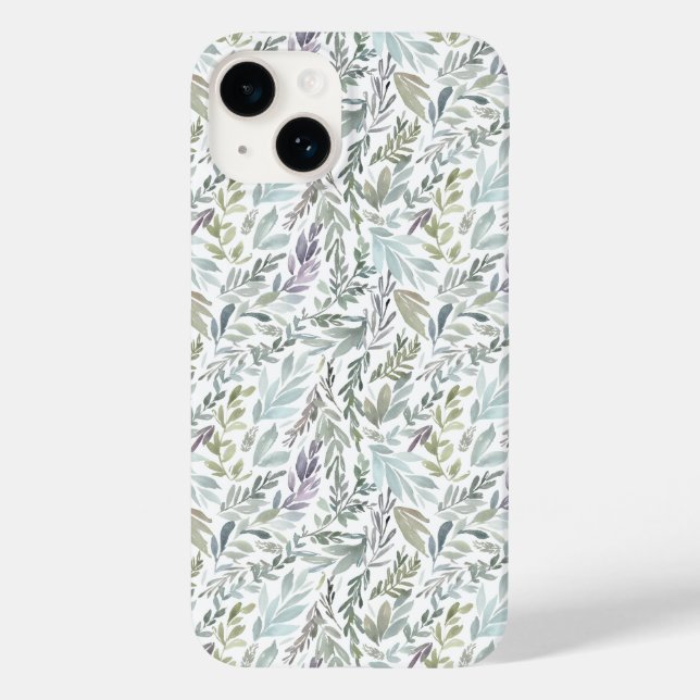 Coques Case-Mate iPhone Aquarelle botanique bleu vert (Verso)