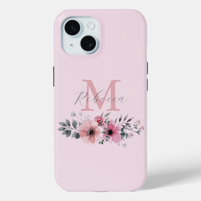 Coques Case-Mate iPhone Aquarelle botanique chic rose pâle (Verso)