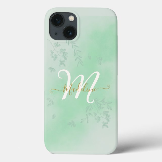 Coques Case-Mate iPhone Aquarelle Botanique Feuille Foliage Monogramme (Verso)