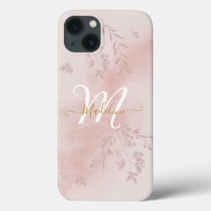 Case-Mate iPhone Case Aquarelle Botanique Feuille Foliage Rose Monogramm
