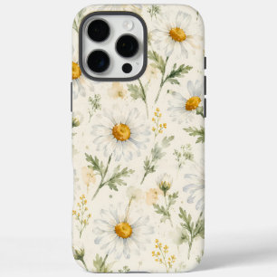 Coque iPhone 16 Pro Max Aquarelle Botanique Fleur de Marguerite Sauvage