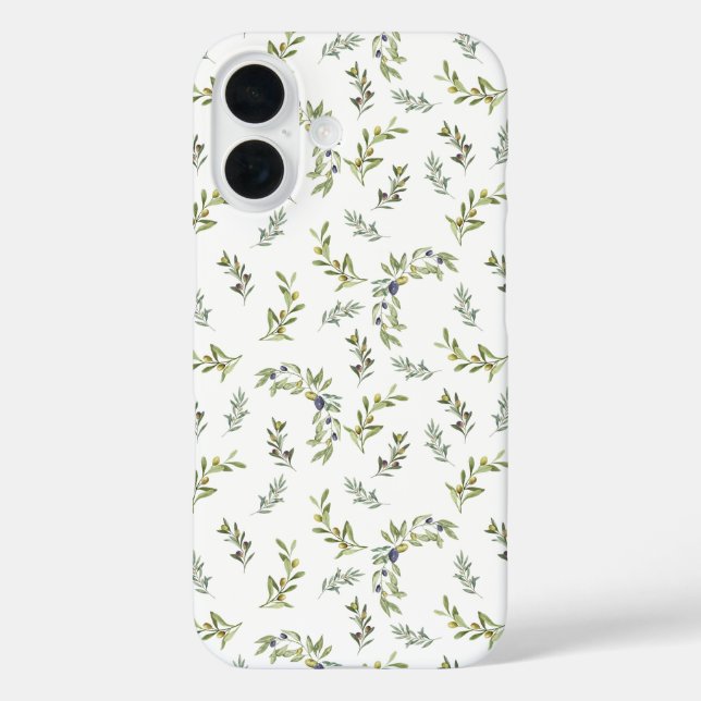 Coques Case-Mate iPhone Aquarelle botanique motif olive vert sauge (Verso)