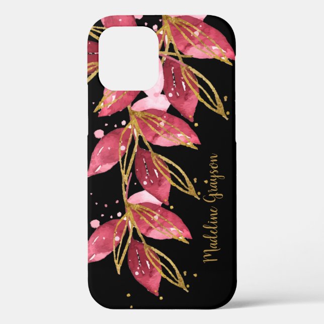 Coques Case-Mate iPhone Aquarelle Botanique Vert Nom personnalisé (Verso)
